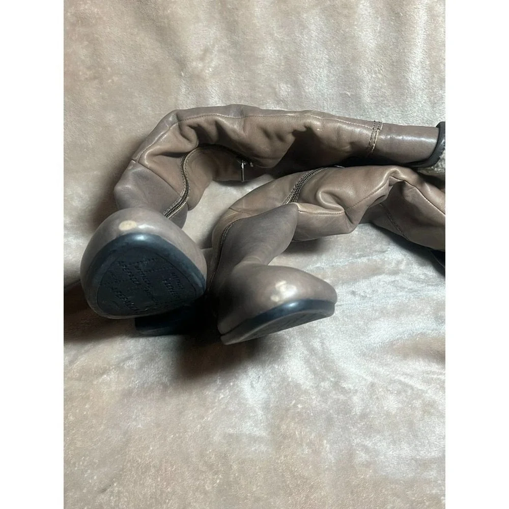 Apepazza Leather Knee High Boots Women 39 Brown Colorblock Shearling Good Buckle